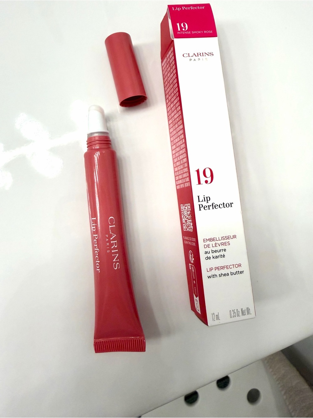 Clarins Lip Perfector #19 Intense Smoky Rose (Full Size, 12mL/0.35oz) NWT
